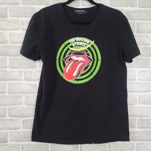 ROCK A THEATER The Rolling Stones Black T-shirt Neon Graphic Large Bravado Merch